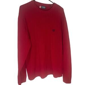 Chaps Red Knit Sweater – Men’s XL – Blue Logo – EUC -Y2K